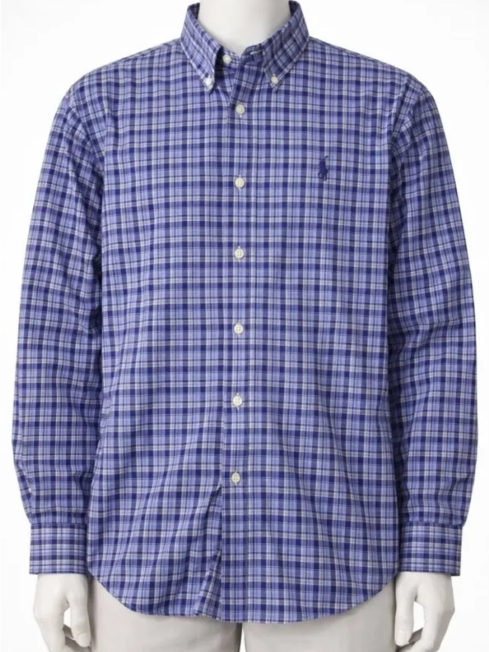 NEW Polo Ralph Lauren Cotton Poplin Button Up Plaid Long Sleeve Men XXL